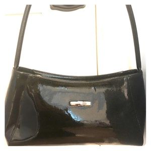 Longchamp black patent shoulder bag